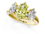 Yellow gold Three-Stone Fancy Yellow Pear Cut Diamond Engagement Ring with Prong Setting_4