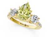 Yellow gold Three-Stone Fancy Yellow Pear  Cut Diamond Pavé Band with Four-Prong Setting_29