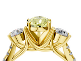 Yellow gold Three-Stone Fancy Yellow Pear  Cut Diamond Pavé Band with Four-Prong Setting_32