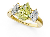 Yellow gold Three-Stone Fancy Yellow Pear  Cut Diamond Ring with Channel-Set Band and Four-Prong Setting_50