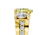 Yellow gold Three-Stone Fancy Yellow Pear  Cut Diamond Ring with Channel-Set Band and Four-Prong Setting_54