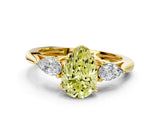 Yellow gold Three-Stone Fancy Yellow Pear Cut Diamond Ring with Pear  Side Stones in Four-Prong Setting_12
