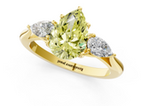 Yellow gold Three-Stone Fancy Yellow Pear  Cut Diamond Ring with Pear Side Stones in Four-Prong Setting_127