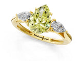 Yellow gold Three-Stone Fancy Yellow Pear Cut Diamond Ring with Pear  Side Stones in Four-Prong Setting_13
