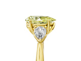 Yellow gold Three-Stone Fancy Yellow Pear Cut Diamond Ring with Pear  Side Stones in Four-Prong Setting_17