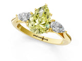 Yellow gold Three-Stone Fancy Yellow Pear Cut Diamond Ring with Pear  Side Stones in Four-Prong Setting_49
