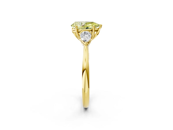 Yellow gold Three-Stone Fancy Yellow Pear Cut Diamond Ring with Pear  Side Stones in Four-Prong Setting