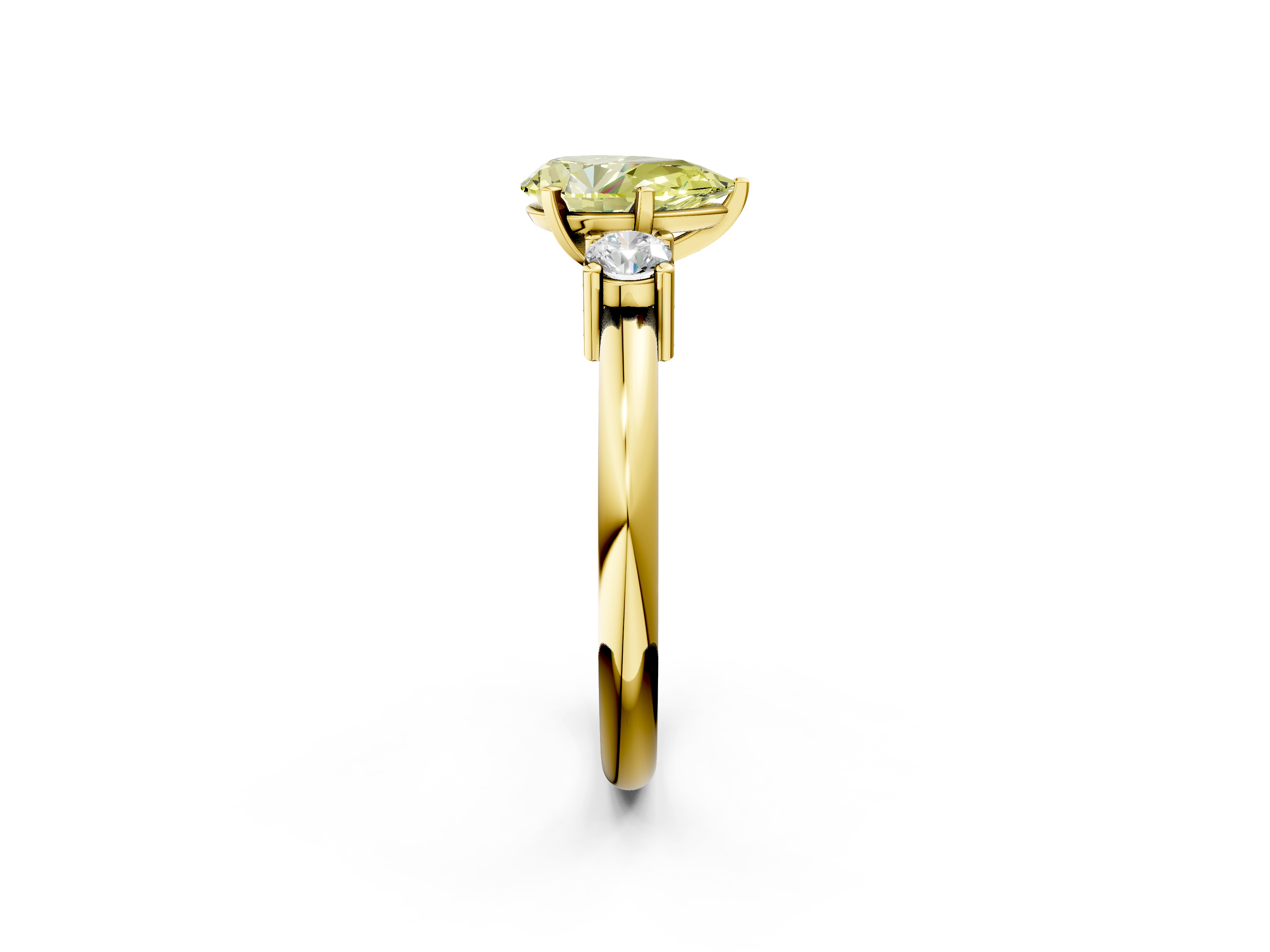 Yellow gold Three-Stone Fancy Yellow Pear  Cut Diamond Solitaire with Prong Setting and Classic Band_49