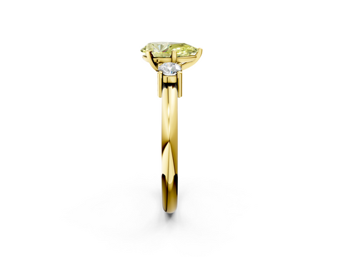 Yellow gold Three-Stone Fancy Yellow Pear  Cut Diamond Solitaire with Prong Setting and Classic Band_49