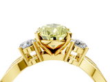 Yellow gold Three-Stone Fancy Yellow Pear  Cut Diamond Twist Band with Prong Setting_55