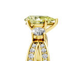Yellow gold Three-Stone Fancy Yellow Pear  Cut Diamond Twist Band with Prong Setting_56