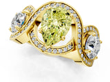 Yellow gold Three-Stone Fancy Yellow Pear Cut Diamond Wave Pave Band with Prong Setting_19