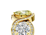 Yellow gold Three-Stone Fancy Yellow Pear Cut Diamond Wave Pave Band with Prong Setting_23