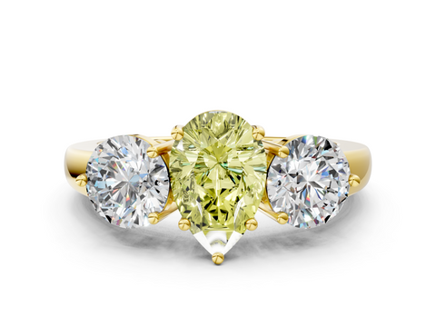 Yellow gold Three-Stone Fancy Yellow Pear  Cut Solitaire Ring with Prong Setting on a Classic Band_39