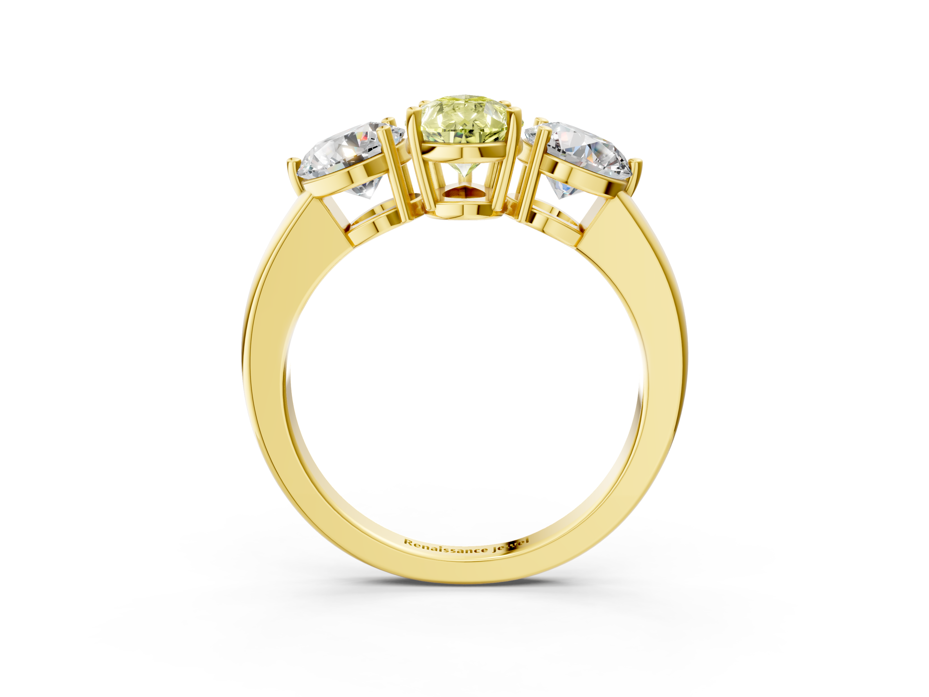Yellow gold Three-Stone Fancy Yellow Pear  Cut Solitaire Ring with Prong Setting on a Classic Band_42