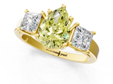 Yellow gold Three-Stone Fancy Yellow Pear  Cut Solitaire Ring with Prong Setting_4