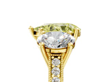 Yellow gold Three-Stone Fancy Yellow Pear  Diamond Milgrain Pave Band with Prong Setting