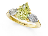 Yellow gold Three-Stone Fancy Yellow Pear  Diamond Ring with Pear Side Stones in Four-Prong Setting_63