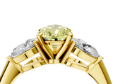 Yellow gold Three-Stone Fancy Yellow Pear  Diamond Ring with Pear Side Stones in Four-Prong Setting_66