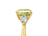 Yellow gold Three-Stone Fancy Yellow Princess Cut Brilliant Diamond Solitaire Ring with Tapered Band and Four-Prong Setting_11