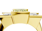 Yellow gold Three Stone Fancy Yellow Princess Cut Cut Channel Set Diamond Ring_4