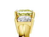 Yellow gold Three Stone Fancy Yellow Princess Cut Cut Channel Set Diamond Ring_5
