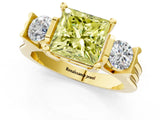 Yellow gold Three-Stone Fancy Yellow Princess Cut Cut Classic Band Prong Setting Ring_1
