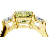 Yellow gold Three-Stone Fancy Yellow Princess Cut Cut Classic Band Prong Setting Ring_4