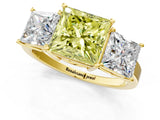 Yellow gold Three-Stone Fancy Yellow Princess Cut Cut Diamond Engagement Ring with Flat Band and Four-Prong Setting_13