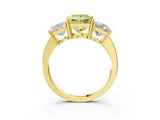Yellow gold Three-Stone Fancy Yellow Princess Cut Cut Diamond Engagement Ring with Flat Band and Four-Prong Setting_15