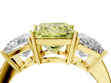 Yellow gold Three-Stone Fancy Yellow Princess Cut Cut Diamond Engagement Ring with Flat Band and Four-Prong Setting_16