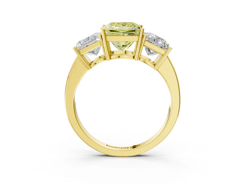 Yellow gold Three-Stone Fancy Yellow Princess Cut Cut Diamond Engagement Ring with Flat Band and Four-Prong Setting_3