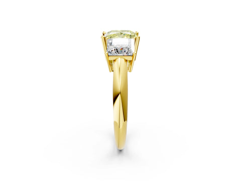 Yellow gold Three-Stone Fancy Yellow Princess Cut Cut Diamond Engagement Ring with Prong Setting on a White Gold Band_2