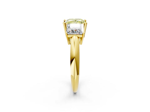 Yellow gold Three-Stone Fancy Yellow Princess Cut Cut Diamond Engagement Ring with Prong Setting on a White Gold Band_38