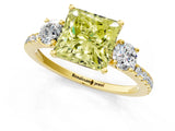 Yellow gold Three-Stone Fancy Yellow Princess Cut Cut Diamond Pavé Band with Prong Setting_19