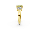 Yellow gold Three-Stone Fancy Yellow Princess Cut Cut Diamond Ring with Channel Set Band and Four-Prong Setting_2