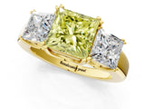 Yellow gold Three-Stone Fancy Yellow Princess Cut Cut Diamond Ring with Channel Set Band and Four-Prong Setting_25