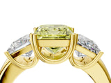 Yellow gold Three-Stone Fancy Yellow Princess Cut Cut Diamond Ring with Channel Set Band and Four-Prong Setting_4