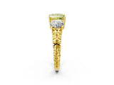 Yellow gold Three-Stone Fancy Yellow Princess Cut Cut Diamond Ring with Channel-Set Band and Prong Setting_2