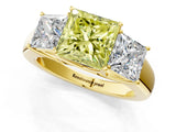 Yellow gold Three-Stone Fancy Yellow Princess Cut Cut Diamond Ring with Prong Setting and Classic Band_1