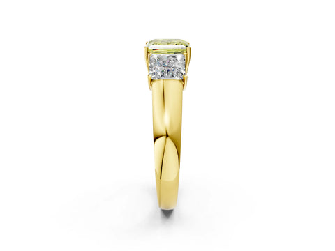 Yellow gold Three-Stone Fancy Yellow Princess Cut Cut Diamond Ring with Prong Setting and Classic Band_2
