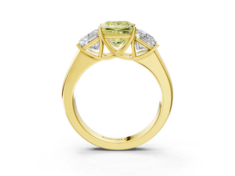 Yellow gold Three-Stone Fancy Yellow Princess Cut Cut Diamond Ring with Prong Setting and Classic Band_3