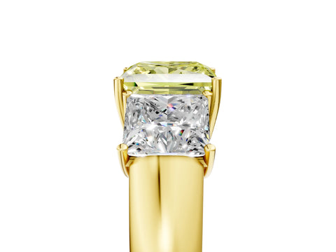 Yellow gold Three-Stone Fancy Yellow Princess Cut Cut Diamond Ring with Prong Setting and Classic Band_5