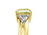 Yellow gold Three-Stone Fancy Yellow Princess Cut Cut Diamond Ring with Trillion Side Stones on a Split Shank Band_5