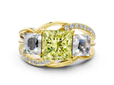 Yellow gold Three-Stone Fancy Yellow Princess Cut Cut Diamond Split Shank Prong Set Ring_12