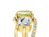 Yellow gold Three-Stone Fancy Yellow Princess Cut Cut Diamond Split Shank Prong Set Ring_17