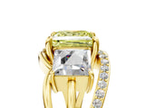 Yellow gold Three-Stone Fancy Yellow Princess Cut Cut Diamond Split Shank Prong Set Ring_5