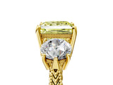 Yellow gold Three-Stone Fancy Yellow Princess Cut Cut Milgrain Band Prong Setting Ring_5