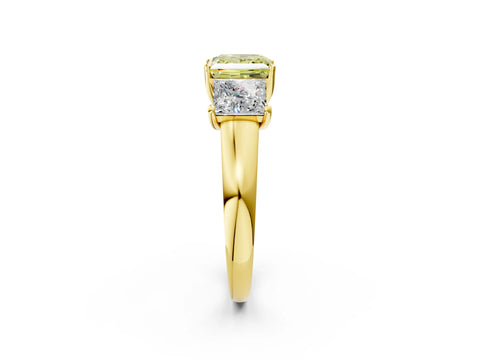 Yellow gold Three-Stone Fancy Yellow Princess Cut Cut Solitaire Ring with Classic Prong Setting_2