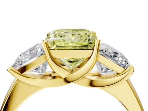 Yellow gold Three-Stone Fancy Yellow Princess Cut Cut Solitaire Ring with Classic Prong Setting_4
